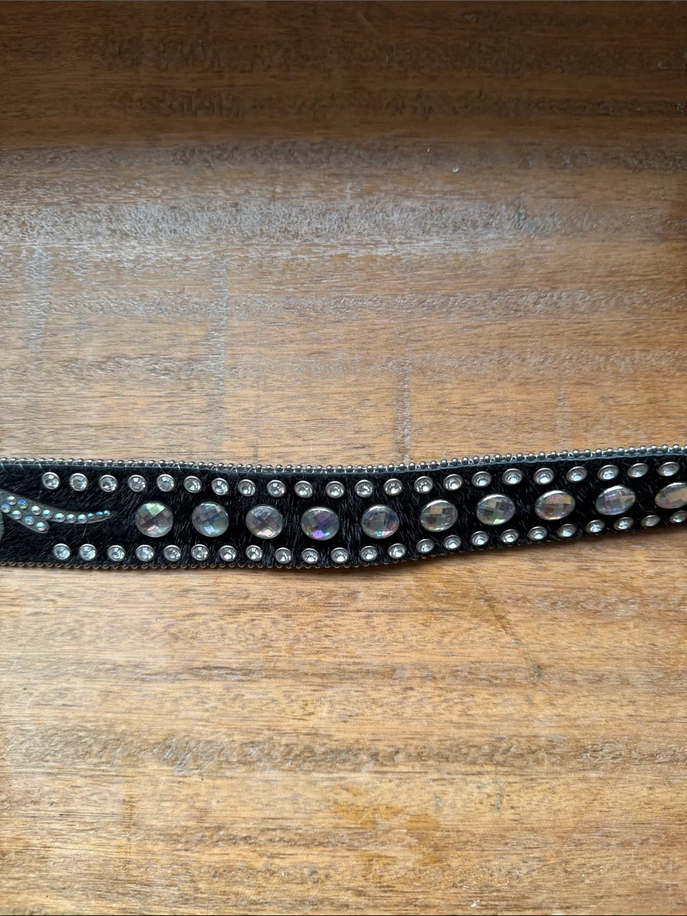 Studded Black Western Belt with Silver Buckle